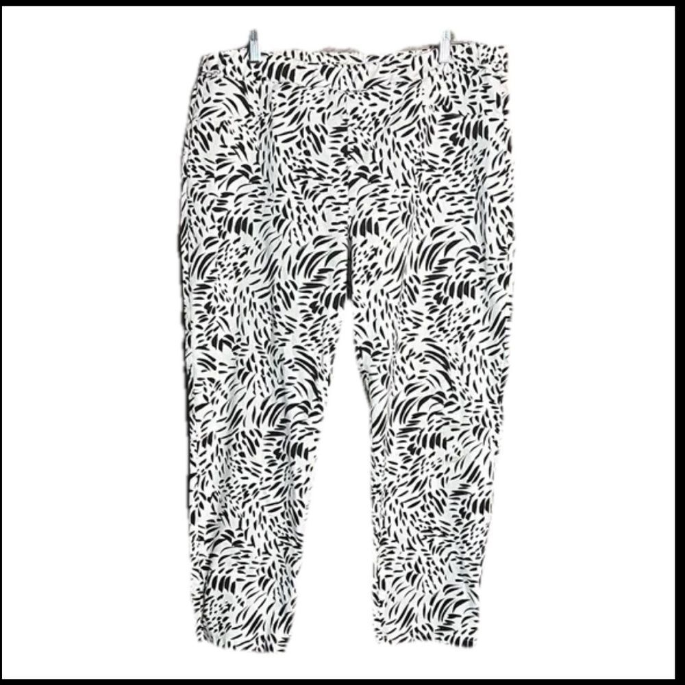 Hope & Harlow Size 16 Hi Rise White Black Women’s Cropped Stretch Pants